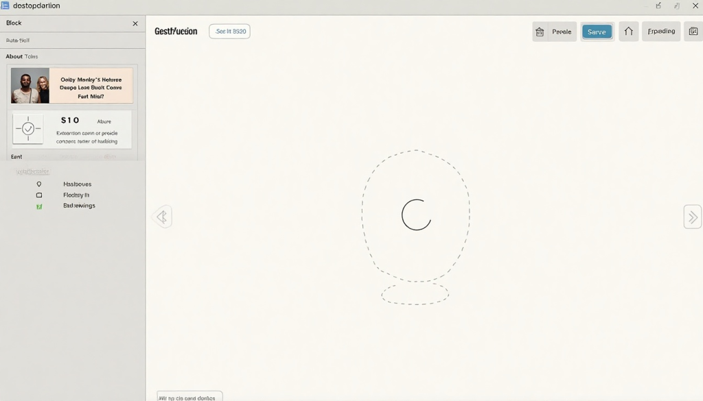 Editing a page in WordPress block editor with text and image blocks in a two-column layout.