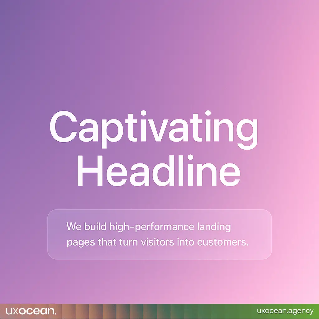 Futuristic landing page headline emphasizing clear value proposition in a high-tech UI layout.