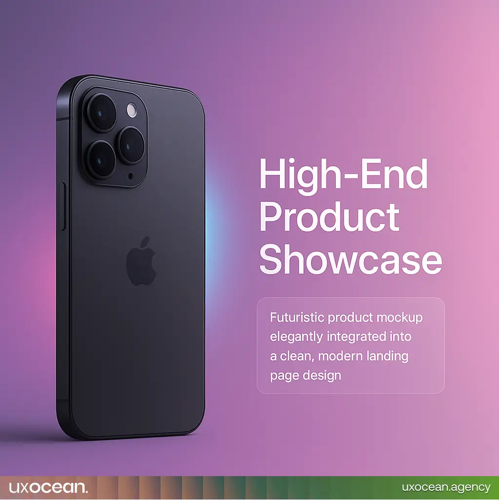 Futuristic product mockup elegantly integrated into a clean, modern landing page design.