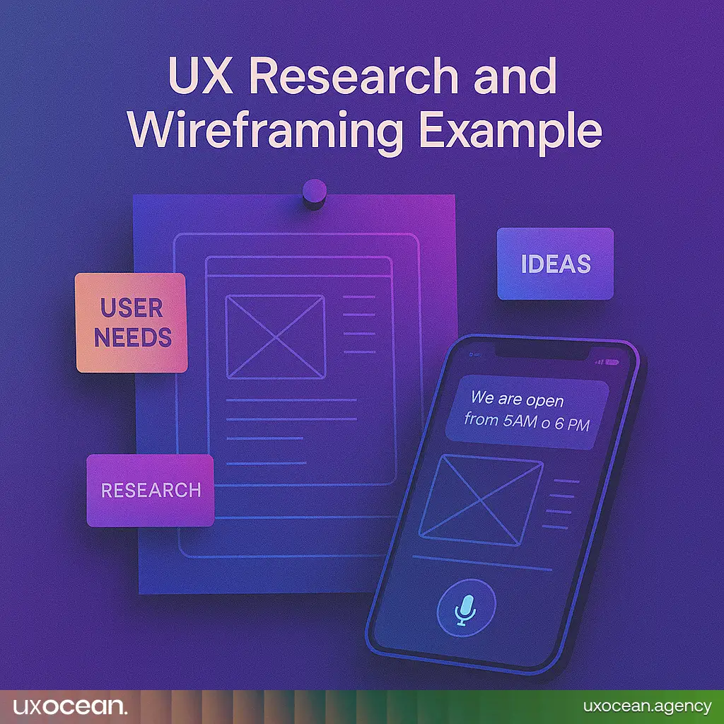 Futuristic gradient interface mockup showcasing a premium UI/UX design service dashboard on desktop and mobile